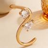 Orecchini a Bottone S-shaped in Rame Intarsiato Zircone Eleganti di Lusso Gioielli Minimalisti Singoli da Donna Unici