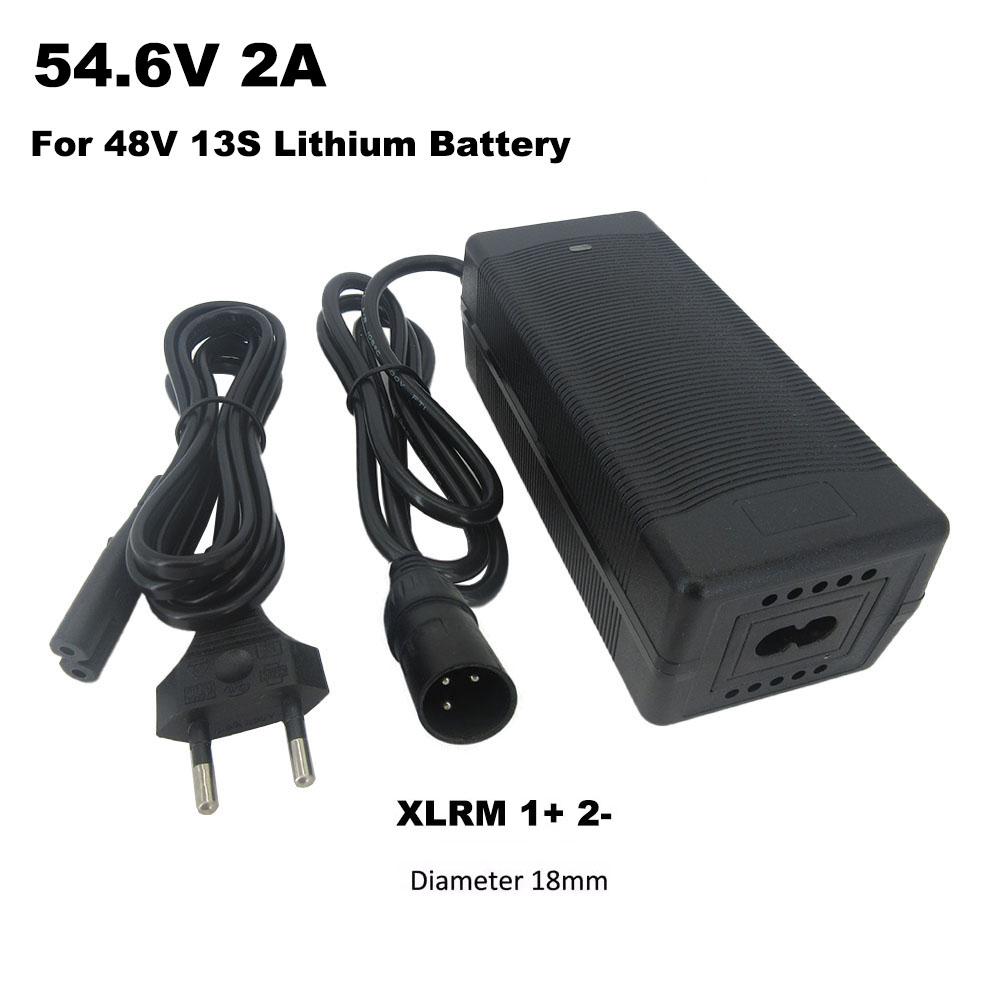 54.6V 2A Lithium Charger 48V 48 Volt 2A 13S Li-ion 8AH 10AH 12AH 13AH 14AH 15AH 18650 Battery Charger GX16 XLRM DC Port With Fan