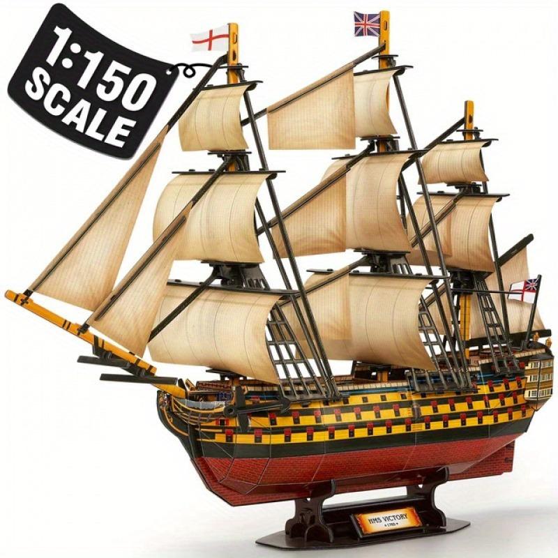 189pcs Royal Victory Sailing Ship 3D Paper Jigsaw Puzzle - Creative Home Decor Model Ornament, Wooden Craft Kit for Halloween