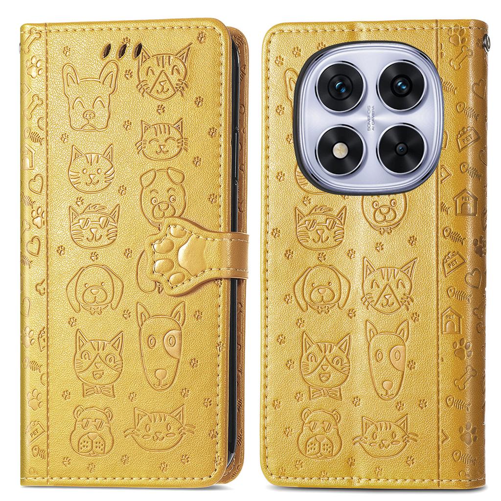 Pro Xiaomi Poco M8 Pro 5G/Redmi Note 15 Pro+ 5G (Globální) Pouzdro Flip Wallet Kožené Pouzdro na Telefon s Roztomilým Vzorem Kočky a Psa
