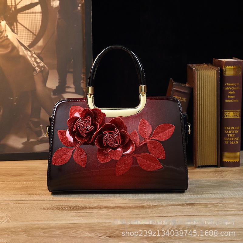 

Модная градиентная сумка через плечо 2023 года: Высококачественная сумка-мессенджер из лакированной кожи вино красного