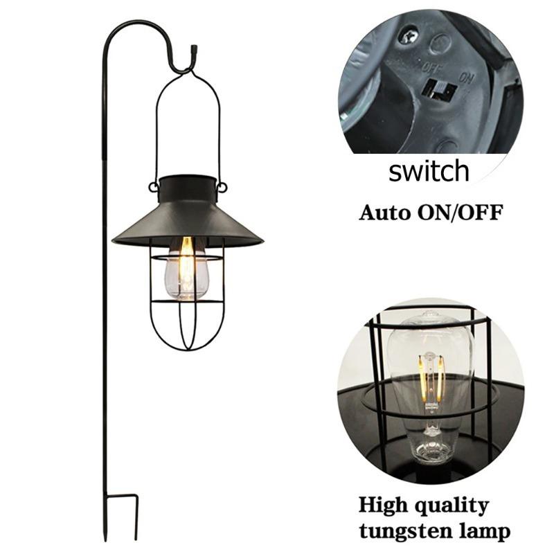 Solar Lantern Lamp Outdoor Waterproof Hanging Lamp Portable Vintage Solar Lights For Garden Yard Patio Xmas Party Decor Lighting