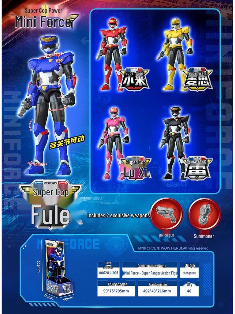 Mini Force 7 Super Agent King Power Patrol Transforming Robot Toy Model