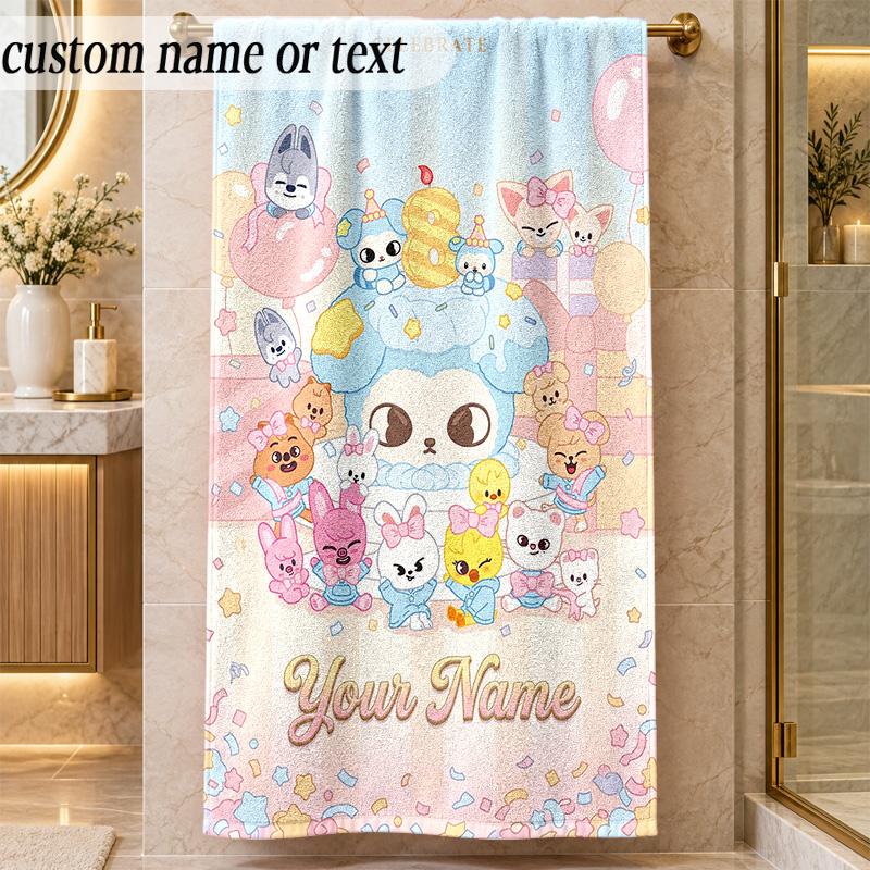 Beach TowelStray Kids Custom Name Text Personalized Soft Towel for Beach Pool Indoor Home Decor Gift