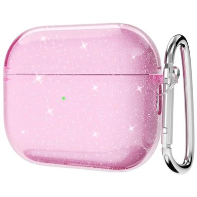 Funda de TPU Suave con Brillo para Auriculares Airpods 4 2024 Pro 2 2ª Generación Air Pods 3 1 3ª Gen Cubierta con Accesorio Llavero