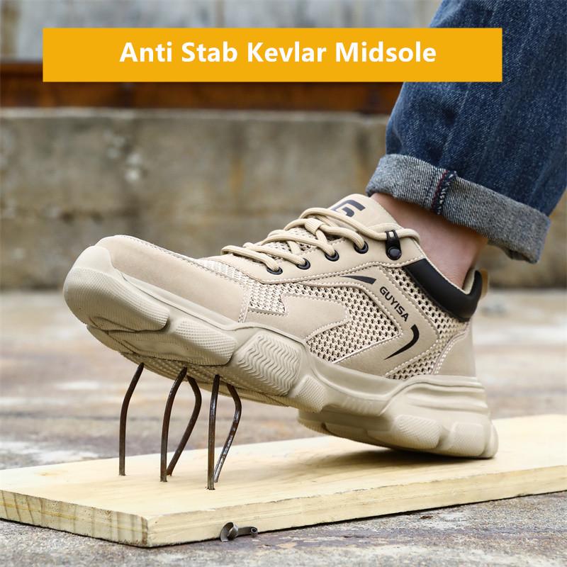 Summer Work Shoes with Protection Breathable Work Shoes with Steel Toe Safety Work Sneakers Lightweight Work Shoes for Men Gift