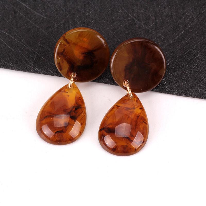 Suijue Jewelry Retro Earrings Water Drop Earth Leopard Print Earrings Earclips Temperament Earrings янтарь