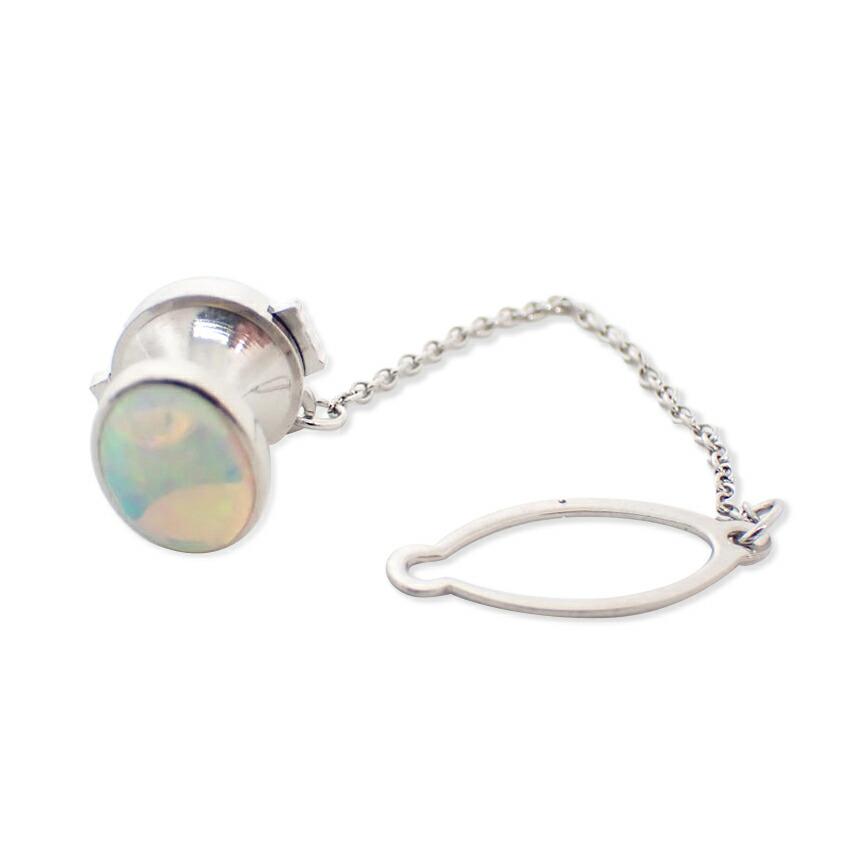 

[Б/у] Зажим для галстука из платины 900 пробы с опалом/j55-48