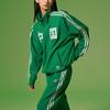 Adidas Originální trefoilový potisk Tříbarevný pruh Stojáček Dlouhý rukáv Tepláková bunda Unisex Top Zelená IT4483