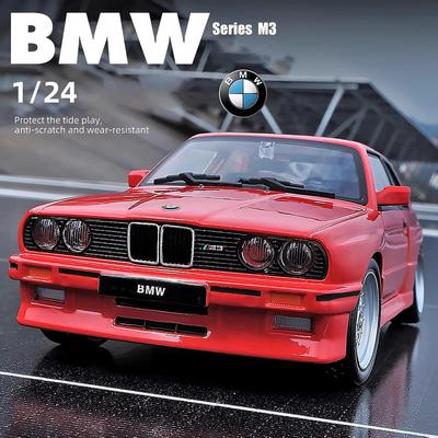 1:24 BMW M3 1988 Straßenauto, Druckguss-Legierung, Metallmodell, 3-Gang-Lenkung, Pullback-Lenkung, Sammlung, Hobby-Dekoration, Ornamente, Jungen, Kindergeschenk