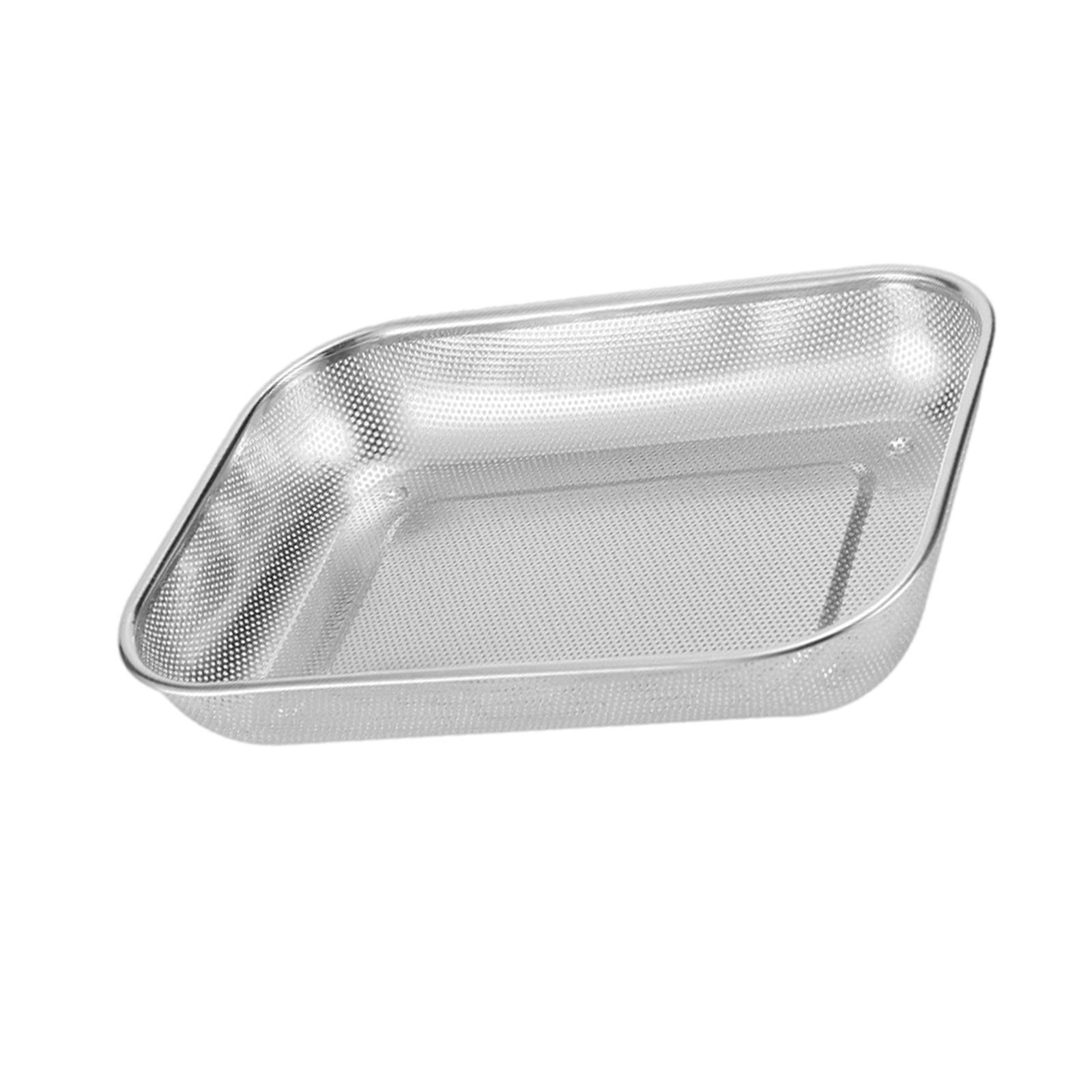 

Прочный прямоугольный сетчатый дуршлаг из нержавеющей стали для эффективного слива фруктов и овощей. Многоразмерные варианты кухонного сита. S