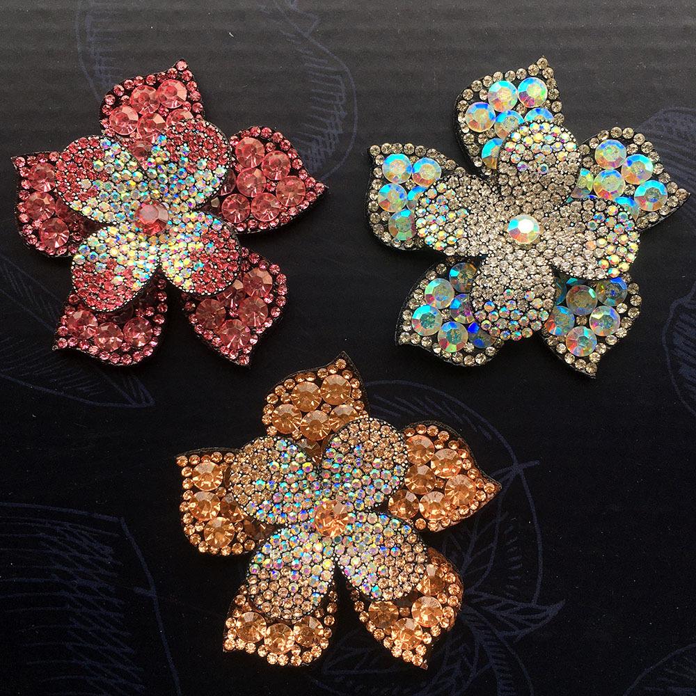 1Pcs Crystal Flower Core Patch Hair Clip Applique Ornament Decorative Material Repair Decoration