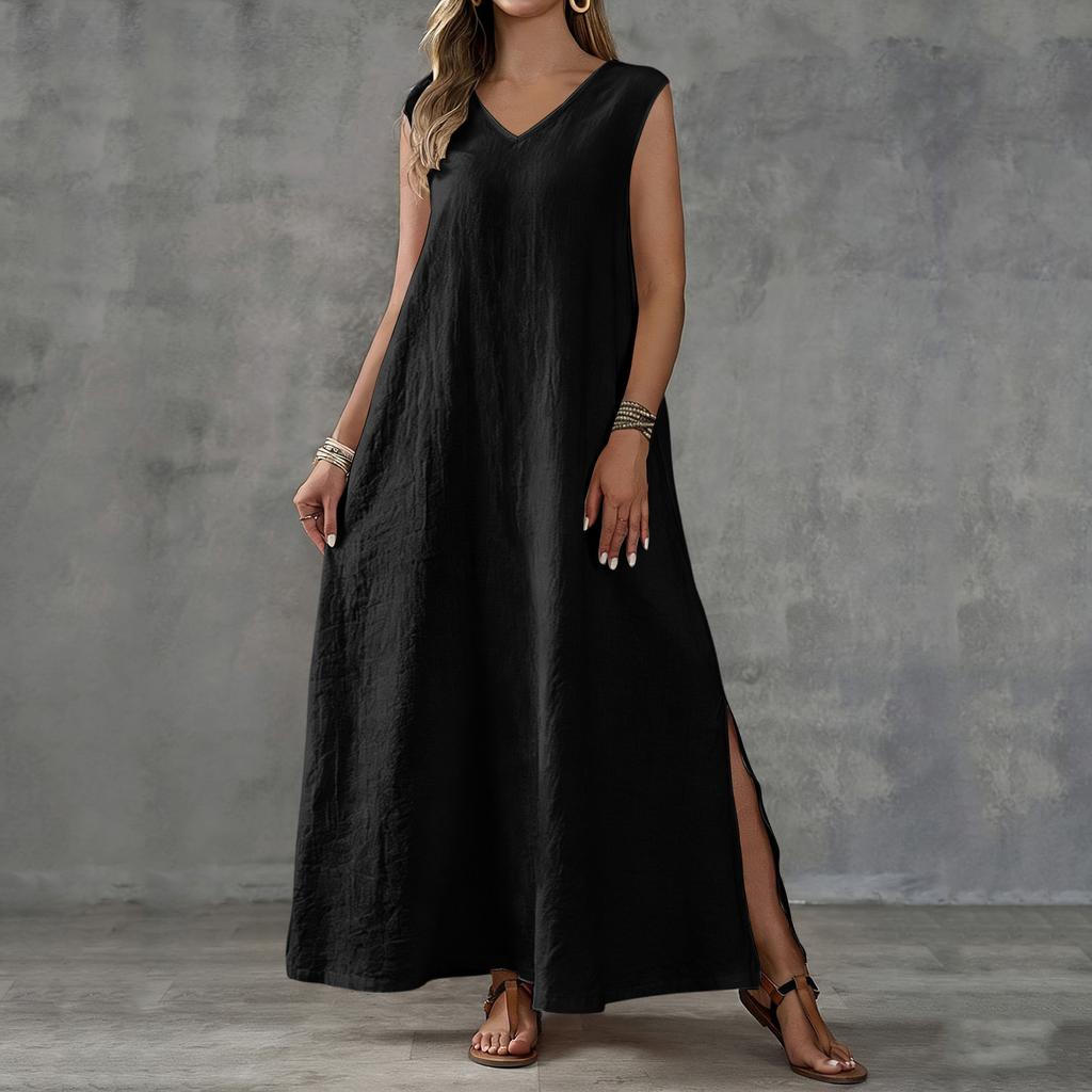 Sleeveless Maxi Dress for Women Loose Fit V Neck Suitable for Wedding Guest Dress Boho Maxi Dress Spring Dress
