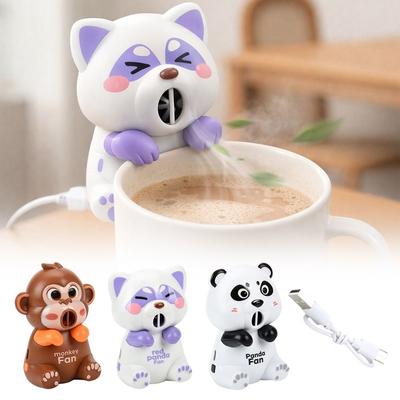 Geschenke Tierförmiger Sommer Hängebecher Haartrockner Wiederaufladbar Einstellbar Cartoon Katze Ventilator Drei Windgeschwindigkeiten Mini-Ventilatoren