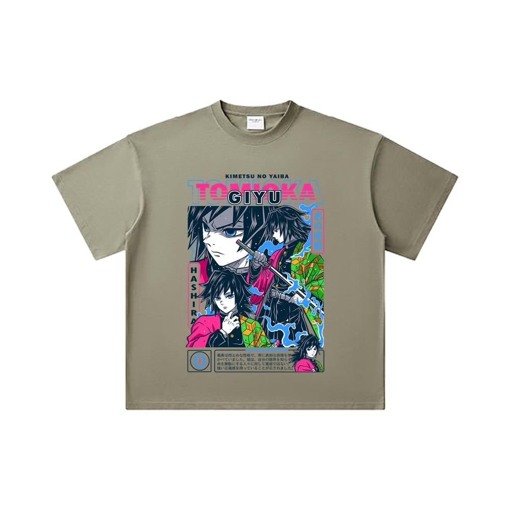 260 GSM Double Yarn 32 Count 100% Cotton Demon Slayer V10 Tomioka Print Unisex Heavy Cotton T Shirt