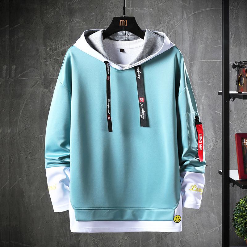 Autunno Inverno Maglione da Uomo Tendenza Street Felpa con Cappuccio Maniche Lunghe Gioventù Edizione Coreana Tinta Unita Pullover Abbigliamento da Uomo