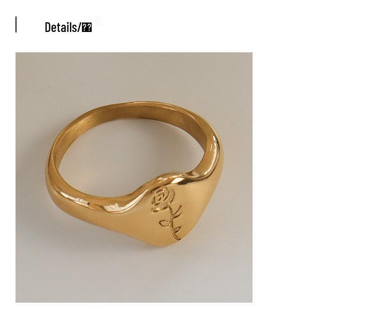 European & American Fashionable Retro Rose Texture Ring, Women's 18K Gold-Plated Titanium Steel Index Finger Jewelry.