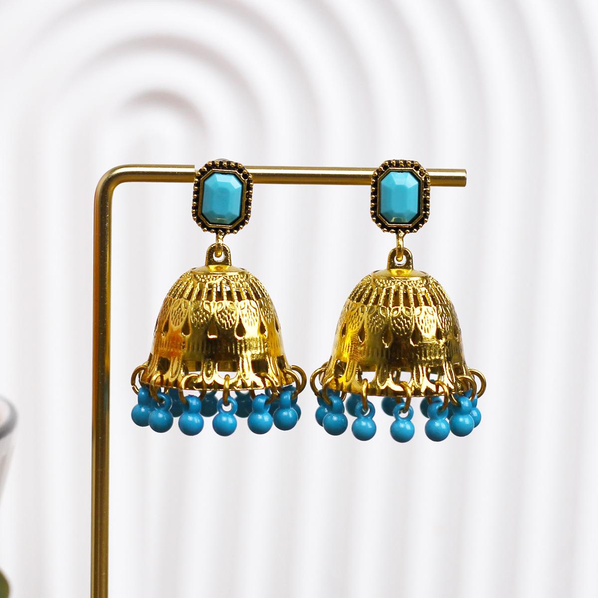 Золотые серьги-колокольчики в этническом стиле ретро, богемные модные серьги высокого класса с бриллиантами для женщин