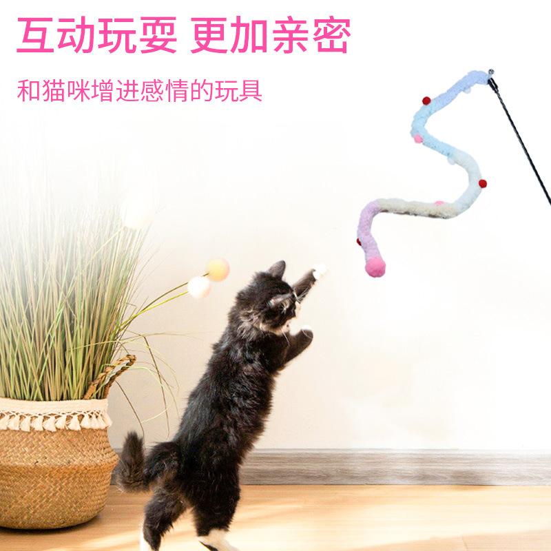New Pet Products Colorful Plush Strips Funny Cat Stick Cat Toy Bell Decompression Interactive Cat Toy