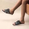 Fashion 2025 Fashion Open Toe Women's Slippers Summer Lace-up Daily New Plus Size Light Concise Soft Bottom Best Seller Flat Slippers