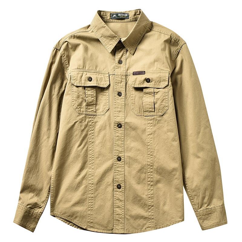 New Style Shirts for Spring and Autumn Men's Long-sleeved Pure Cotton Casual Solid Color Shirts for Middle-aged and Young Workers' Decorative Jacket