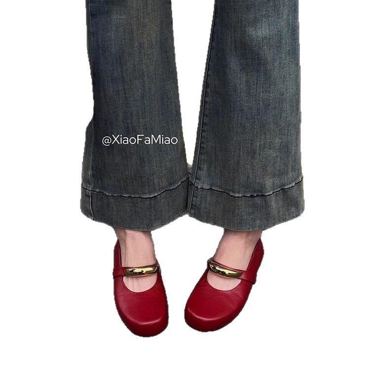 [Youshilai] Nischenliterarischer und künstlerischer Stil Mary Jane Schuhe mit flachem Boden Damen 2025 Europäische Station runde Zehe Retro-Temperament Einzelne Schuhe