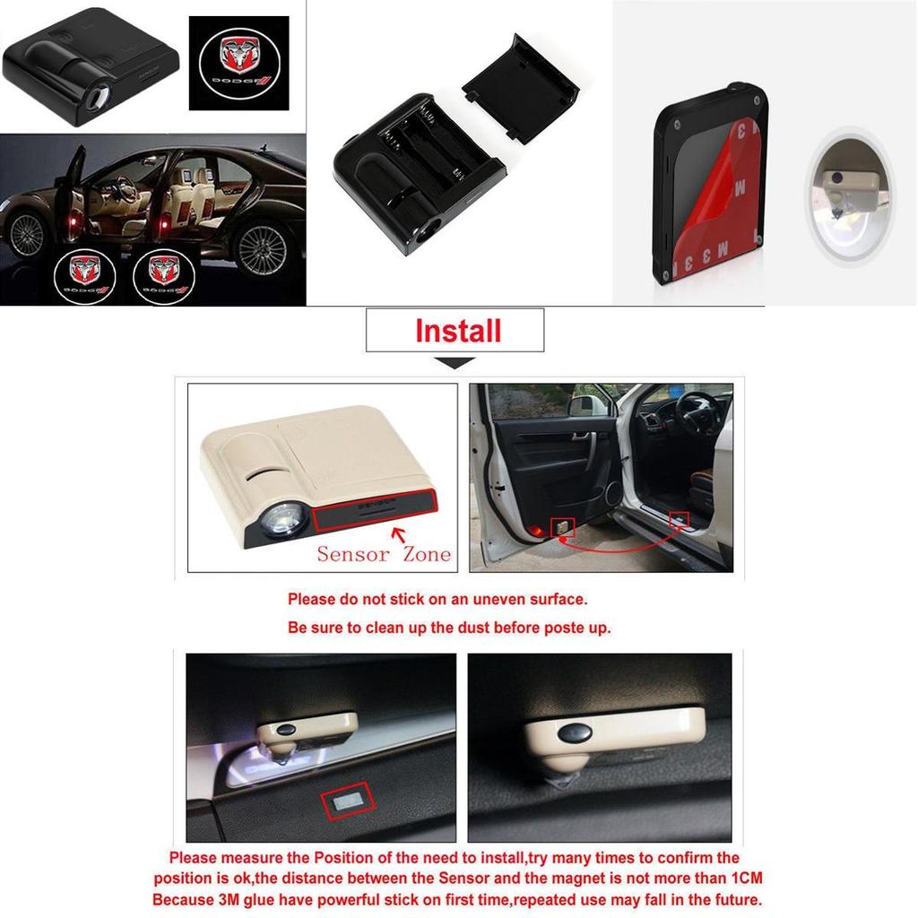 For 2pcs Wireless Fashion Welcome Led Car Door Logo Lights Projectors