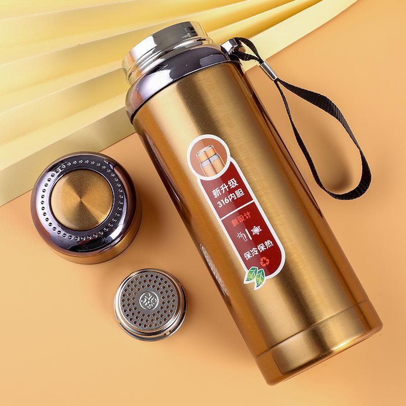 316 Stainless Steel Large Capacity Travel Thermos with Portable Sling