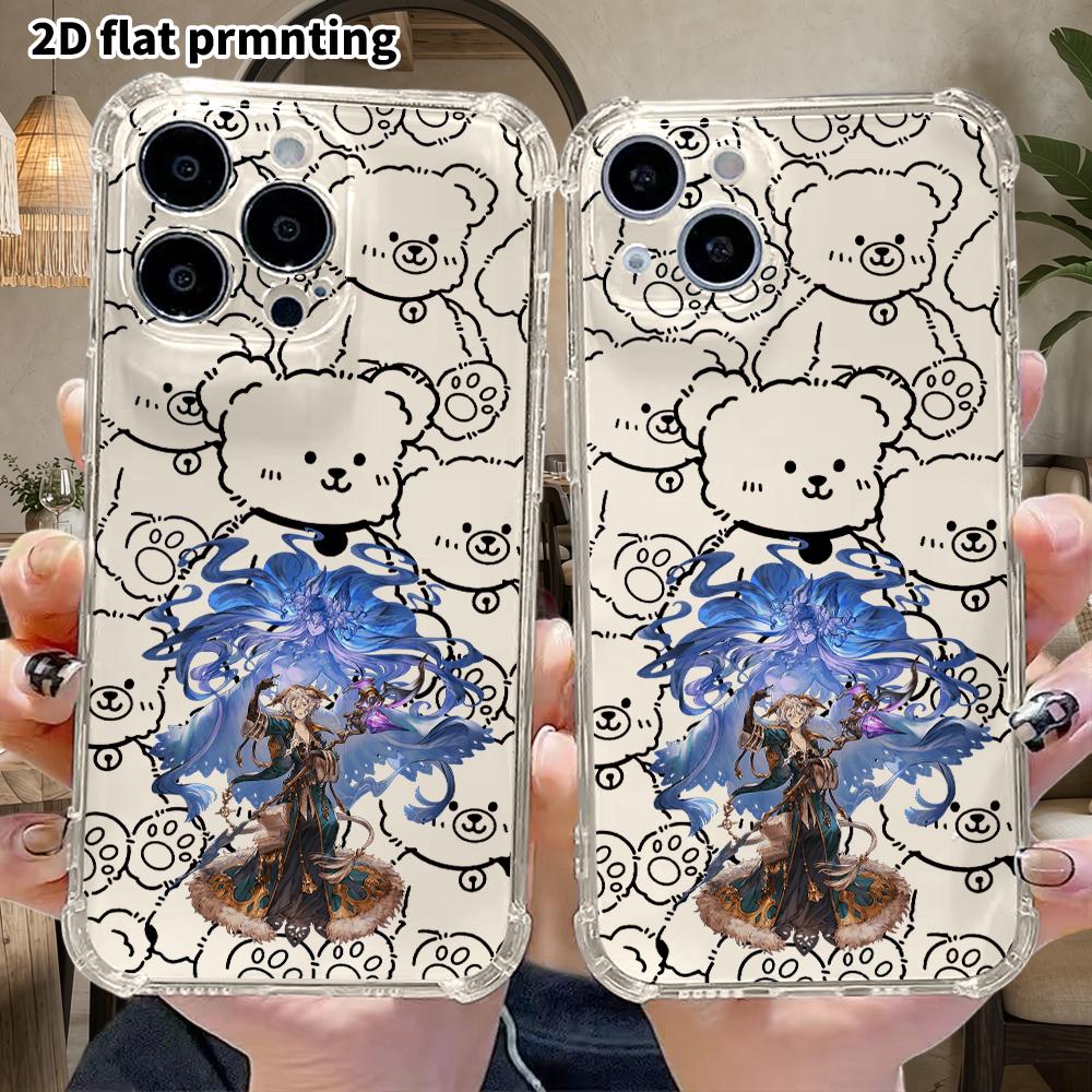 Phone case: 2D flat suitable for iPhone 18 17 16 15 14 13 Pro, transparent four corner protective case, dark themed characters, Christmas and Hallowee