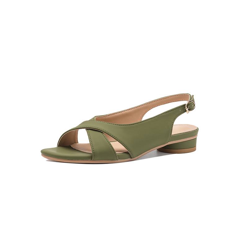 Krazing Pot Microfiber Low Heels Concise Style Buckle Straps European Design Summer Size 43 Size 42 Women Sandals