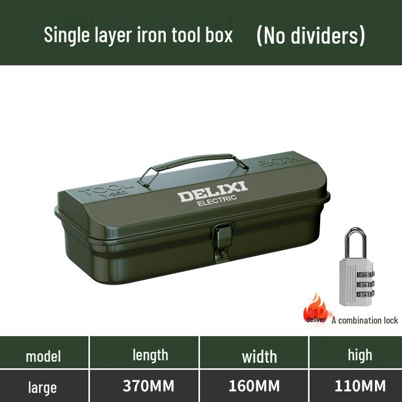 Delixi Industrial-Grade Metal Tool Box for Home and Auto Repair