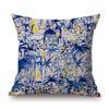 Navy Blue Green Red Rose Classic Home Decoration Flower Bird Art Sofa Throw Pillow Case Cotton Linen Square Medium Cushion Cover