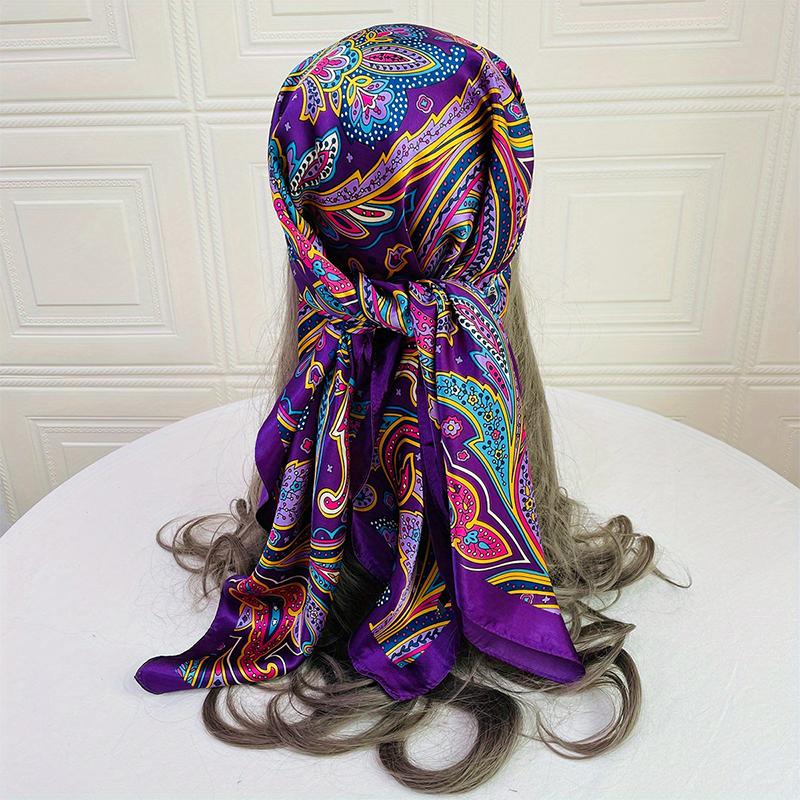 Summer Luxury  Silk Scarf Square Hijab Women Wraps Summer Chic Cycling Hair Bandana Hijabs Foulard Scarves 90*90Cm