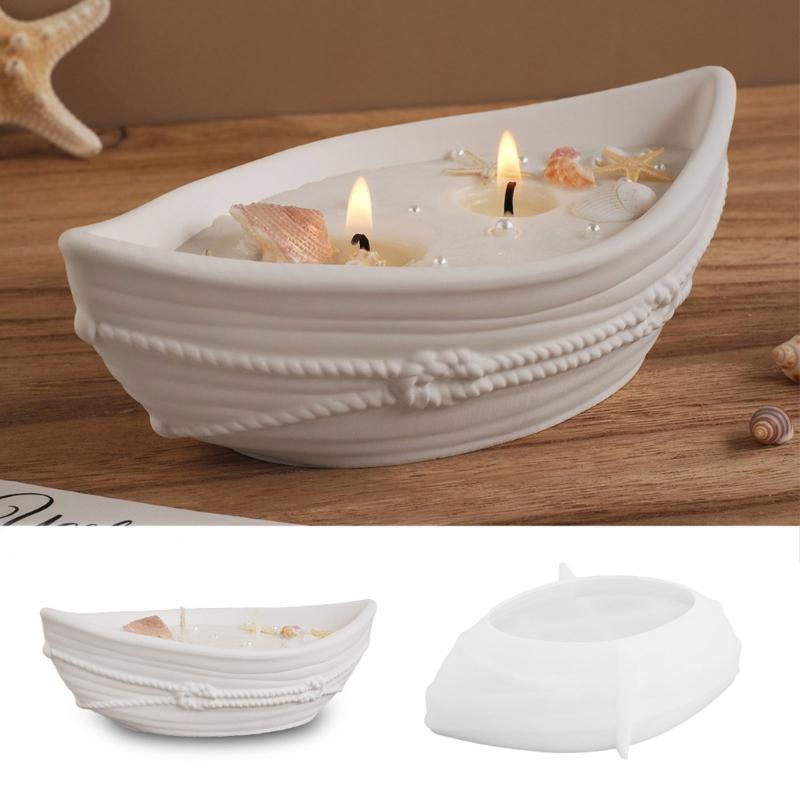 Silicone Mold Crafting Rope Candle Holders Moulds Canoes Shape Storage Bowls Moulds Suitable for Home Decors Enthusiasts