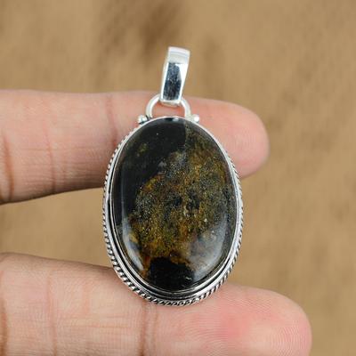 Natural Golden Pietersite Gemstone Pendant 925 Sterling Silver Indian Jewelry