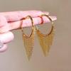 High-End European & American C-Shaped Tassel Hoop Earrings
