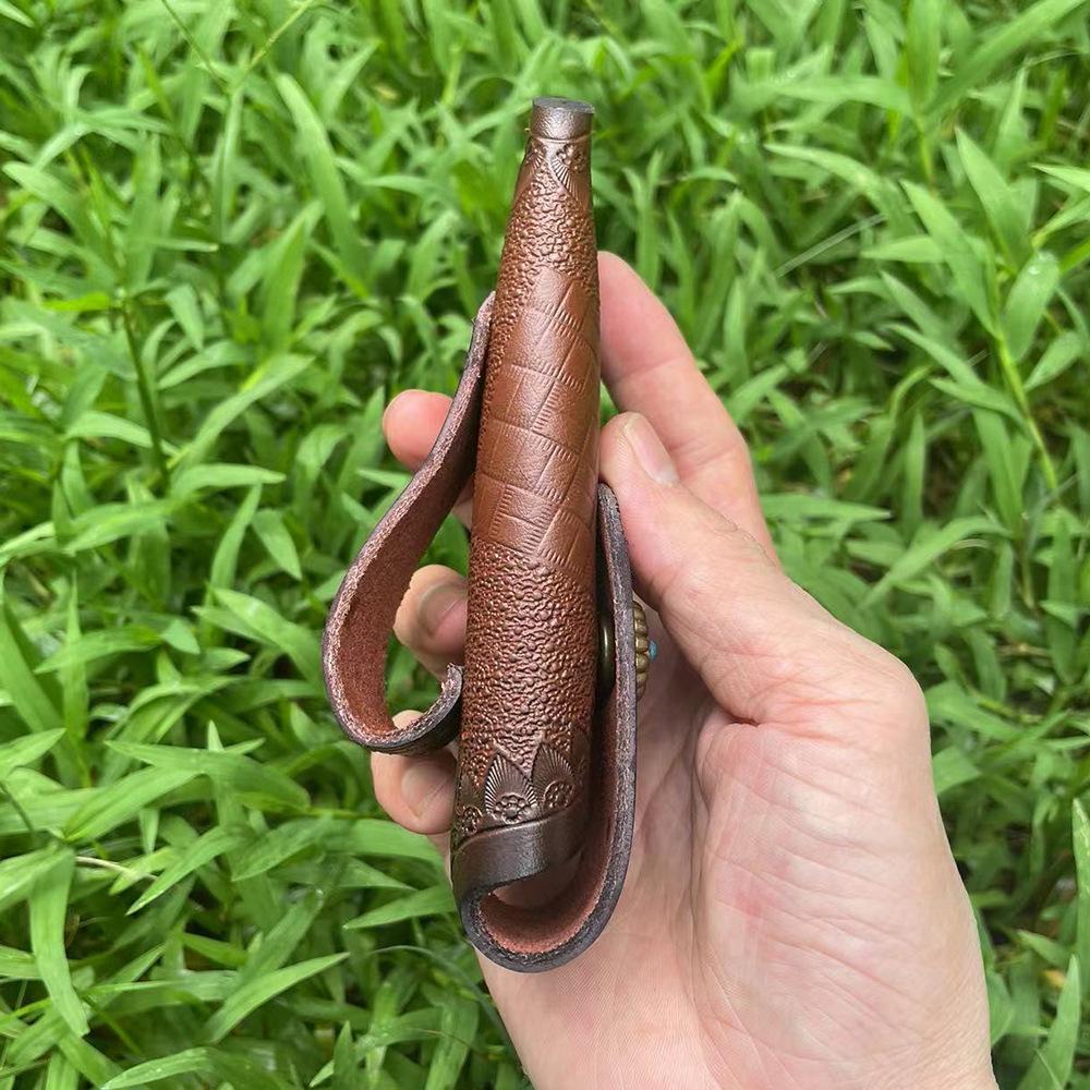 15 CM Folding Knife Holder Two Layers Cowhide Scabbard Universal Knife Cover Scabbard for Pocket Knife Holsters with Belt Buckle