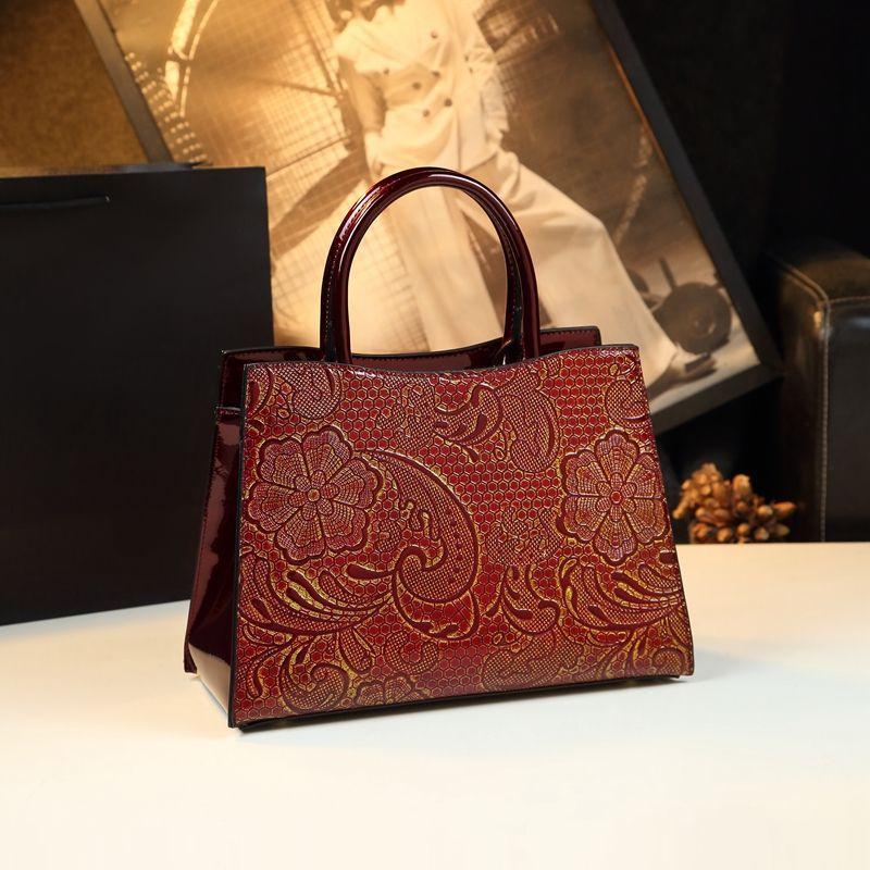 Simple And Atmospheric Lace Bag, Middle-Aged Women'S Bag, Mother Bag, Leather Large Bag, Shoulder Messenger Bag.