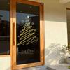 Golden Christmas Tree Mall's Glass Display Window Decorates with A Christmas Happy Christmas Tree Static Sticker
