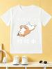 Lazy Sleeping Puppy Japanese Text Cartoon Graphic Print T Shirt Family Matching Boys Girls Kids Short Sleeve Daily Tees