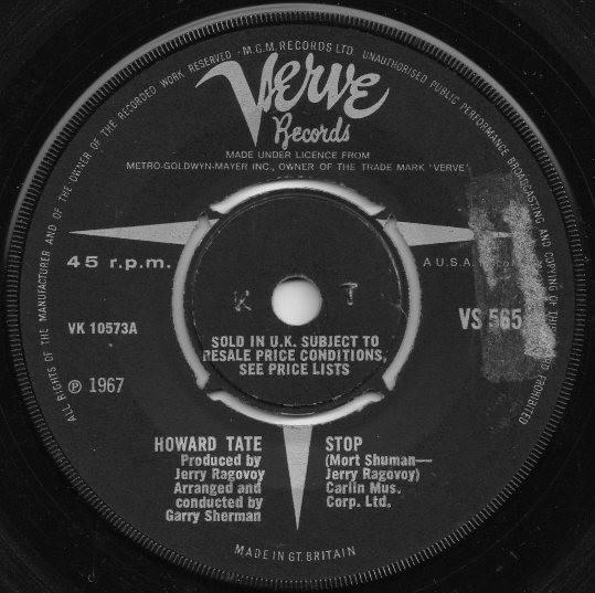 

7inch Record HOWARD TATE - Stop VS565 Verve Records 1967 UK Soul/Funk Used