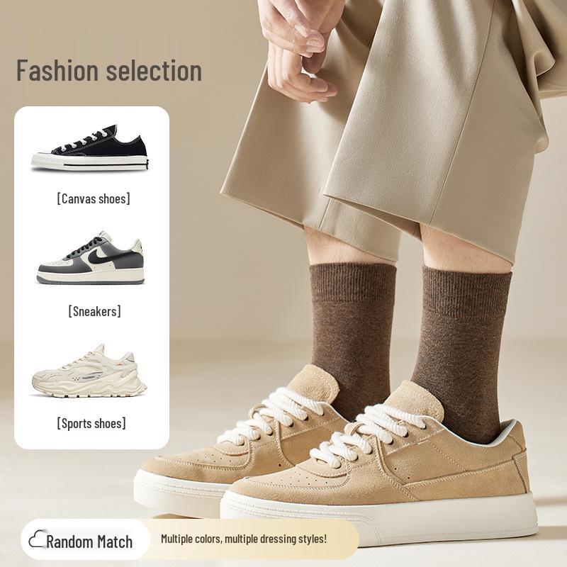Men's Mid-Calf Anti-Odor Antibacterial Seamless Pure Cotton Socks for Spring/Summer Business - 10 Pack