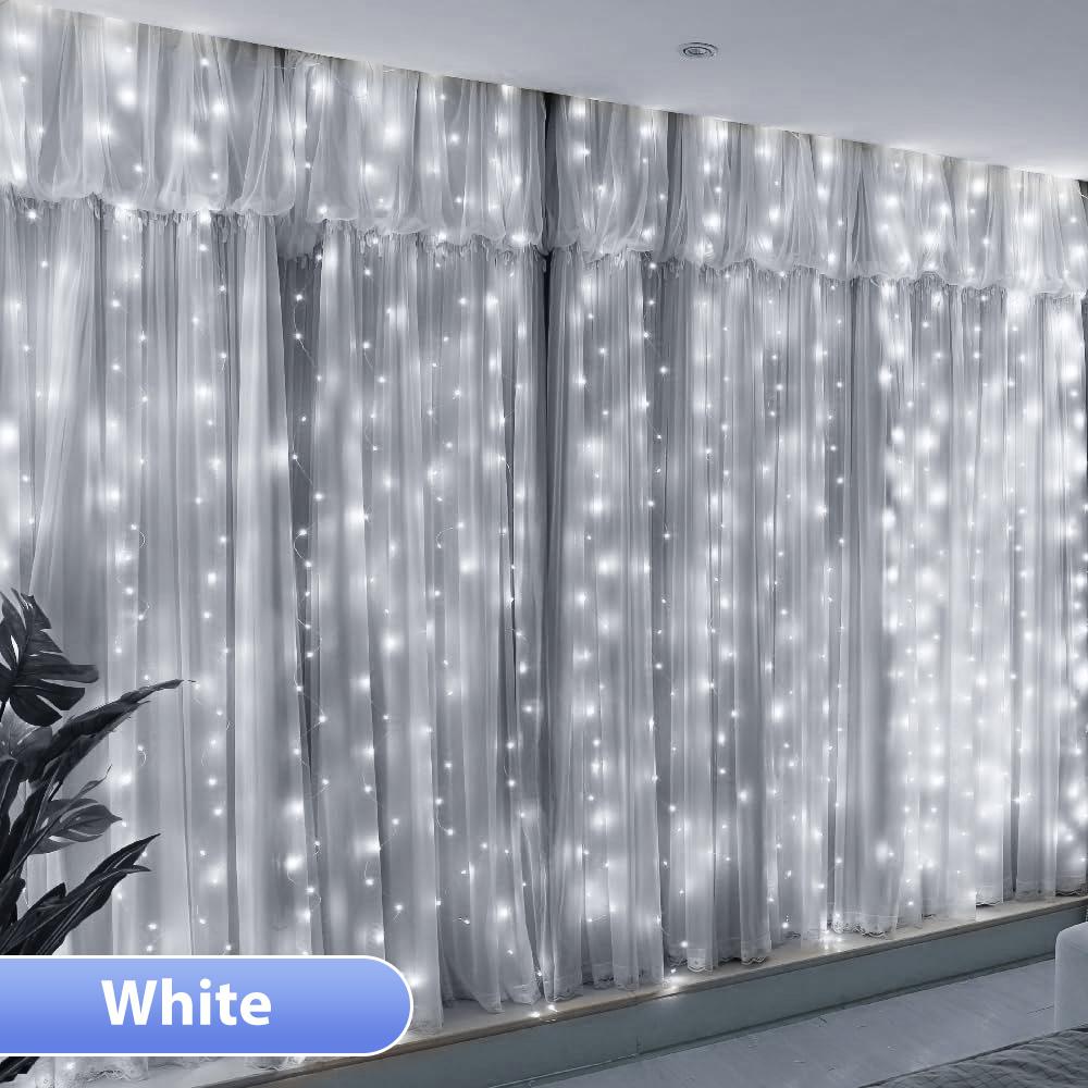Outdoor Solar Curtain Light 8 Lighting Modes Fairy String Lights  Waterproof Garden Party Wedding Christmas Decorative Lamps