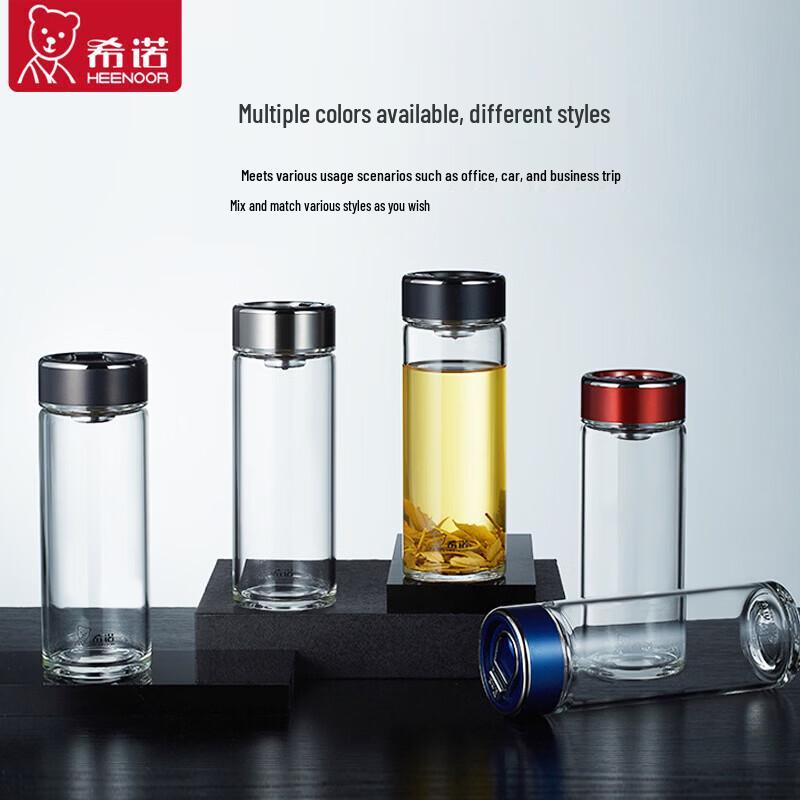HEENOOR Single-Wall Borosilicate Glass Water Bottle