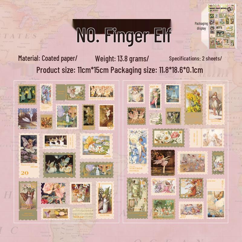 Yuxian Retro Stamp-Themed Stickers: Sunset Post Office Series for DIY Journals