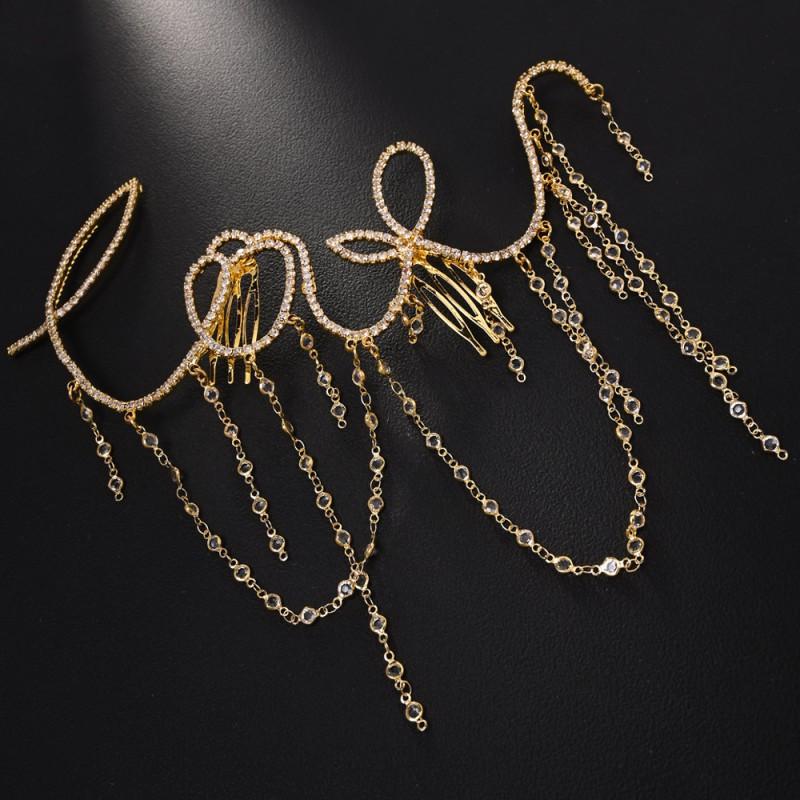 Korean Super Fairy Tassel Hair Combs Feminine Temperament Bride Wedding Accessories Niche Design Shiny Headwear золотистый