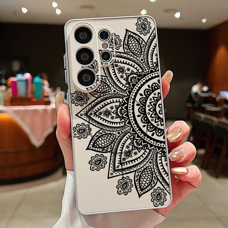 

Retro Mandala Flower Pattern Case For Samsung S26 Edge S25 FE S24 Plus S23 S22 Ultra A15 A16 A17 A35 A36 A37 A54 A55 A56 A57 5G Magnetic Matte Cover Samsung S24 Ultra сірий