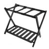 Luggage Rack Black Folding Double Layers Wooden Ultra Wide Strong Load Bearing Suitcase Stand for