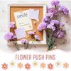 50 Cute Flower Push P for Corkboard & Bulletin Board - Decorative Floret Thumb Tacks for Office, Photo & Poster Wall