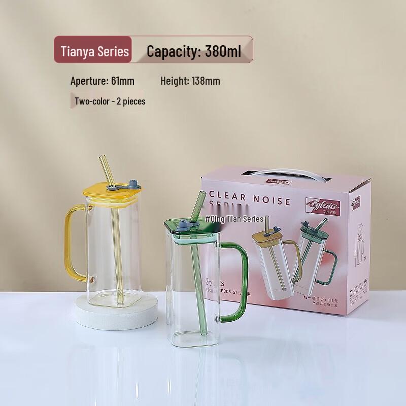 

Aglaia Heat-Resistant Glass Cup with Straw (Set of 2)